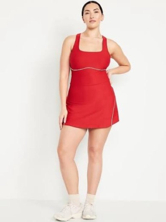 Old Navy Red Mini Dress with White Piping - Picture 3 of 3